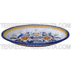 Piatto ovale da portata ceramica maiolica Deruta ricco Deruta blu