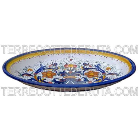 Tray Deruta majolica ceramic hand painted oval with Rich Deruta Blue decoration