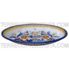 Vassoio ceramica maiolica Deruta dipinto a mano da portata ovale decoro ricco Deruta blu