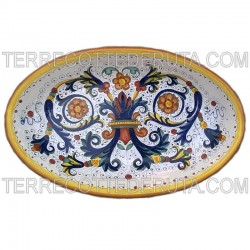 Piatto ovale da portata ceramica maiolica Deruta ricco Deruta giallo