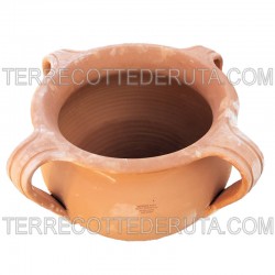 Big Round terracotta planter with 4 handles hand made