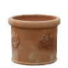 Piccolo vaso cilindrico in Terracotta con rosa lavorato a mano Cm. 25 30