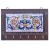 Hanger Deruta majolica ceramic with wooden frame Rich Deruta blue decoration Cm. 24