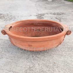 Oval terracotta vase with 2 curls hand made