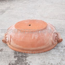 Vaso ovale in terracotta con 2 riccioli lavorato a mano