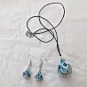 Deruta majolica ceramic necklace earrings set hand painted Turquoise decoration