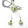 Deruta majolica ceramic necklace earrings set hand painted green decoration