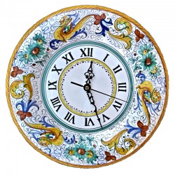 Wall clock majolica ceramic Deruta raphaelesque