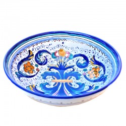 Bolo Insalatiera ceramica maiolica Deruta dipinto a mano decoro ricco Deruta blu