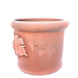 Small cylindrical vase in Terracotta with grapes hand made Cm. 25 30