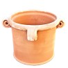 Small cylindrical terracotta vase with perforated curls handmade