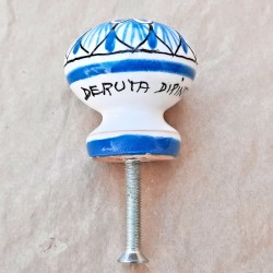 Deruta majolica ceramic knob hand painted Turquoise Various 01
