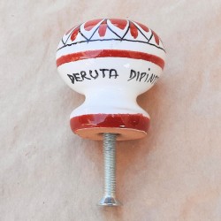 Pomello in ceramica maiolica Deruta dipinto a mano Vario Rosso 05