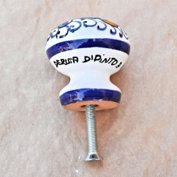 Deruta majolica ceramic knob hand painted Rich Deruta Blue