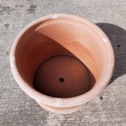 Vaso cilindrico terracotta rosone lavorato a mano