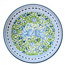 Deruta majolica salad bowl hand painted with green Arabesque decoration