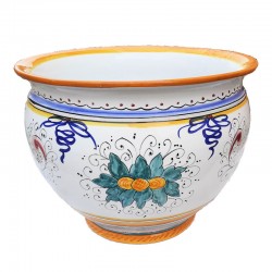 Porta vaso cachepot ceramica maiolica Deruta dipinto a mano decoro Raffaellesco