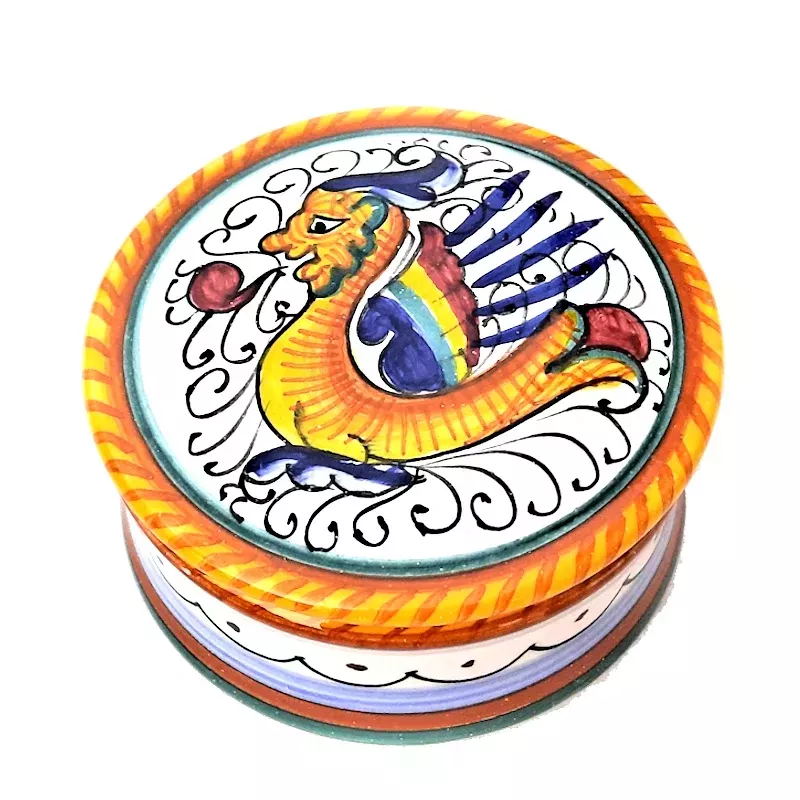 Jewelery box majolica ceramic Deruta raphaelesque