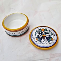 Deruta majolica jewelery box hand painted Rich Deruta Yellow decoration Cm. 10x5
