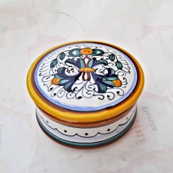 Jewelery box Cm.10x5 majolica ceramic Deruta rich Deruta yellow