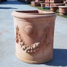 Angular terracotta vase with festoon rose hand made model Assisi