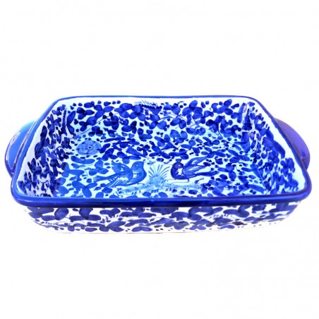 Pirofila da forno ceramica maiolica Deruta arabesco blu