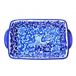Oven tray majolica ceramic Deruta blue arabesque