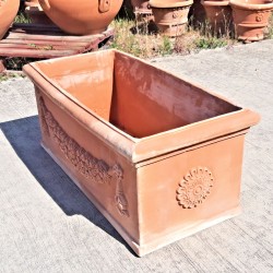 Rectangular terracotta box with festoons hand made