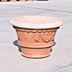 Vaso classico terracotta decorato bordi lavorato a mano