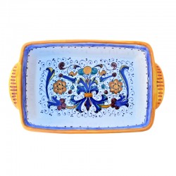 Oven tray Deruta majolica ceramic hand painted with rich Deruta yellow decoration