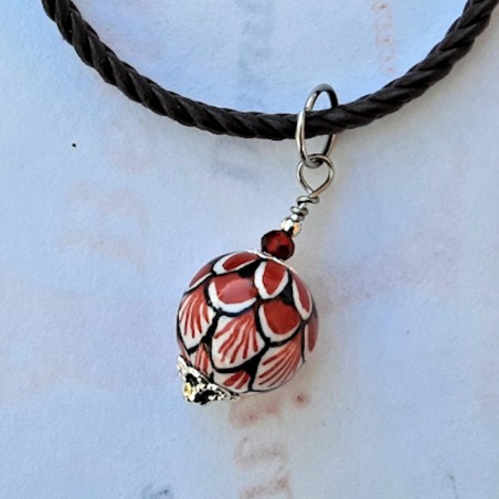 Bracelet cord Deruta majolica ceramic hand painted red decoration