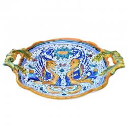 Fruit bowl centerpiece Deruta majolica ceramic hand painted Raphaelesque decoration Cm 33
