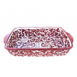 Oven tray majolica ceramic Deruta red arabesque