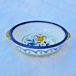 Tegame da fiamma ceramica maiolica Deruta dipinto a mano decoro blu