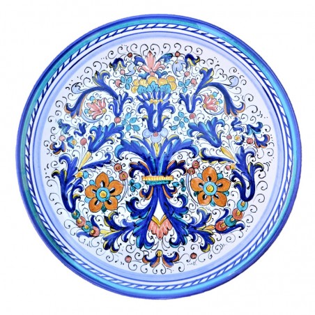Piatto da parete ceramica maiolica Deruta ricco Deruta blu classico
