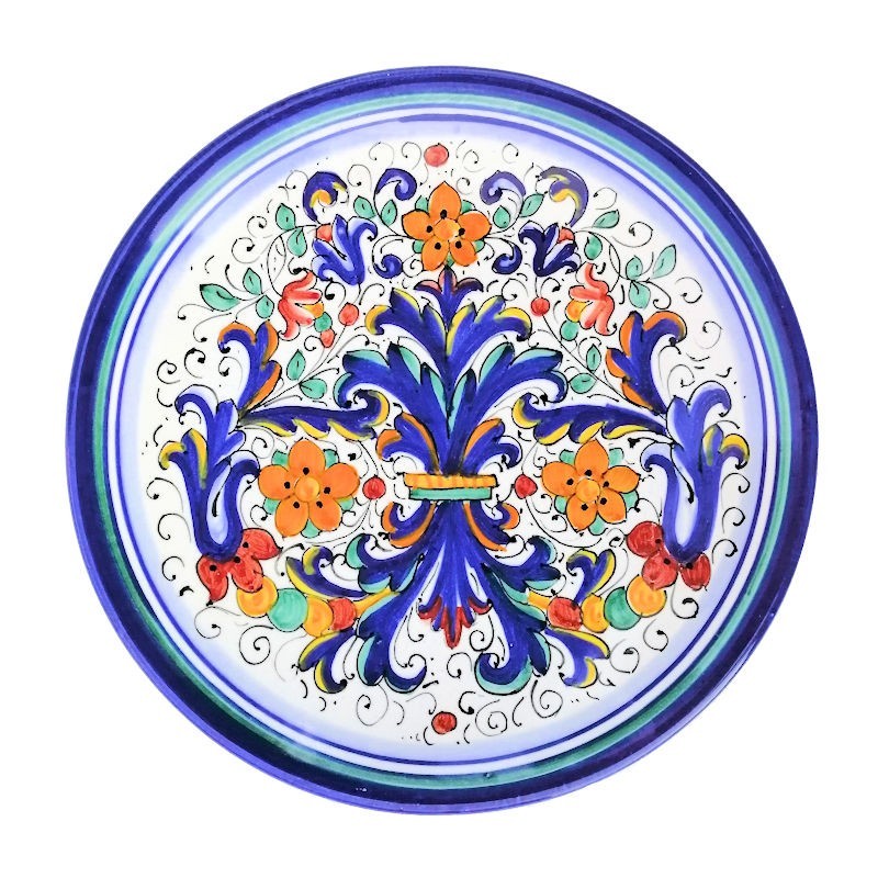 Piatto da parete ceramica maiolica Deruta ricco Deruta blu classico