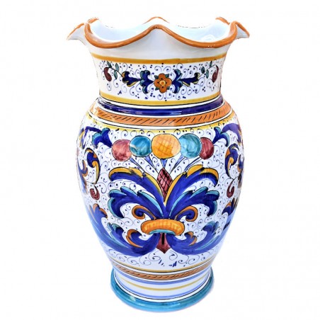 Portaombrelli ceramica maiolica Deruta dipinto a mano decoro Ricco Deruta Giallo ondulato