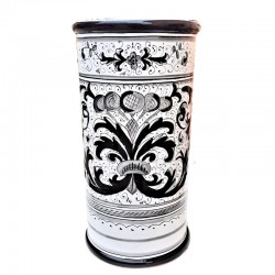 Portaombrelli ceramica maiolica Deruta dipinto a mano decoro Ricco Deruta nero cilindrico