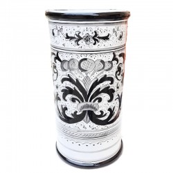 Portaombrelli ceramica maiolica Deruta dipinto a mano decoro Ricco Deruta nero cilindrico