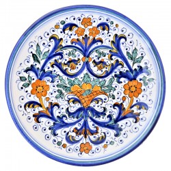 Plate Deruta majolica ceramic hand painted from the wall Rich Deruta blue Basket decoration