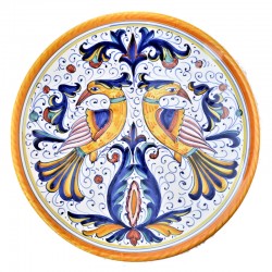 Piatto da parete ceramica maiolica Deruta raffaellesco pappagallo