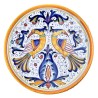 Wall plate majolica ceramic Deruta raphaelesque parrot
