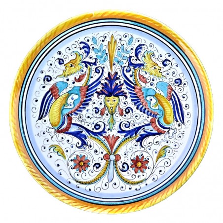 Piatto da parete ceramica maiolica Deruta raffaellesco grottesche