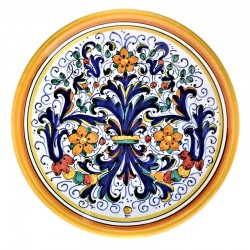 Piatto ceramica maiolica Deruta dipinto a mano da parete decoro Ricco Deruta giallo classico