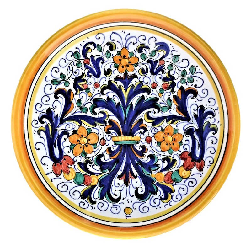 Piatto da parete ceramica maiolica Deruta ricco Deruta giallo classico