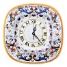 Square wall clock in Deruta majolica hand painted with Rich Deruta yellow decoration