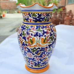 Portaombrelli ceramica maiolica Deruta dipinto a mano decoro Arabesco colorato ondulato