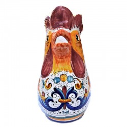Brocca Gallo ceramica maiolica Deruta dipinto a mano Ricco Deruta Blu