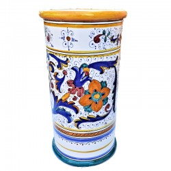 Portaombrelli ceramica maiolica Deruta dipinto a mano decoro Ricco Deruta Giallo cilindrico