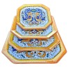 Servizio piatti tavola ceramica maiolica Deruta dipinto a mano decoro Raffaellesco ottagonali